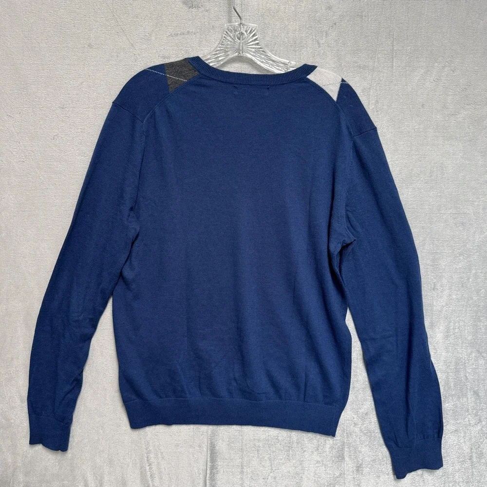 Banana Republic Sweater Mens Small Blue Argyle V Neck Lightweight‎ Knit Pullover